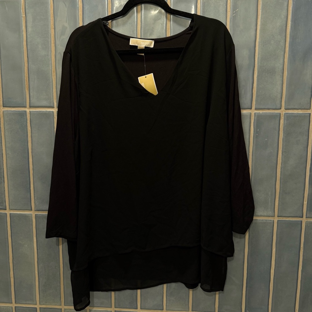 Michael Kors Black Layered Tunic Top